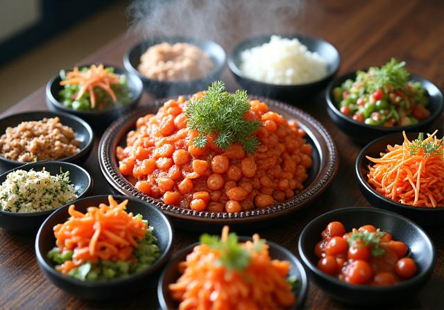 다양한 한국 음식이 차려진 식탁